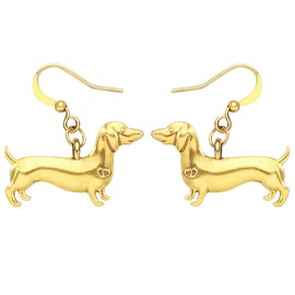 LONYOO Zinc Alloy Cute Dachshund Dog Earrings Dangle Fashion Enamel Dog Earrings for Women Girls Charms Gifts (Antique Gold Plated)