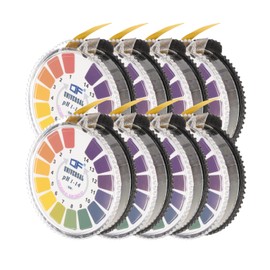 PATIKIL 5m/Roll PH Test Paper Strips Roll, 8 Roll PH 0-14 Full Range Litmus PH Tester Acid Alkaline Testing Monitoring for Water Food Soil Soap Saliva