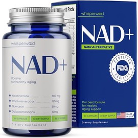 Suplemento NAD+ con ribósido de nicotinamida, resveratrol trans y quercetina - Complejo NAD Plus para apoyo energético, cerebro y mitocondrial - Fórmu