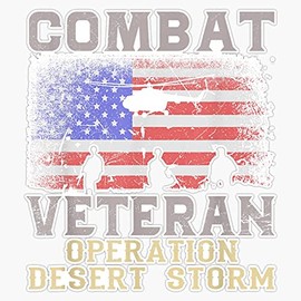 HOF Trading Combat Veteran Operation Deserts Funny Storms Military USA Flag Vinyl Sticker Waterproof Decal Laptop Wall Window Bumper Sticker 5"
