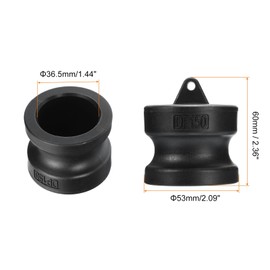 PATIKIL Poly Cam Lock Fittings, 2 Pcs 1.5" Part DP Dust Plug Cam Groove Hose Fittings Polypropylene Cam Lock Fittings, Black