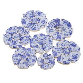 uxcell 250g/0.55 lbs Flower Ceramics Mosaic Tiles, 3.5-6 cm Bulk Stained Ceramic Mosaic Pieces Stones Mosaic Kits for DIY Art Crafts, Handmade Art Craft Projects Home Decor, White/Blue