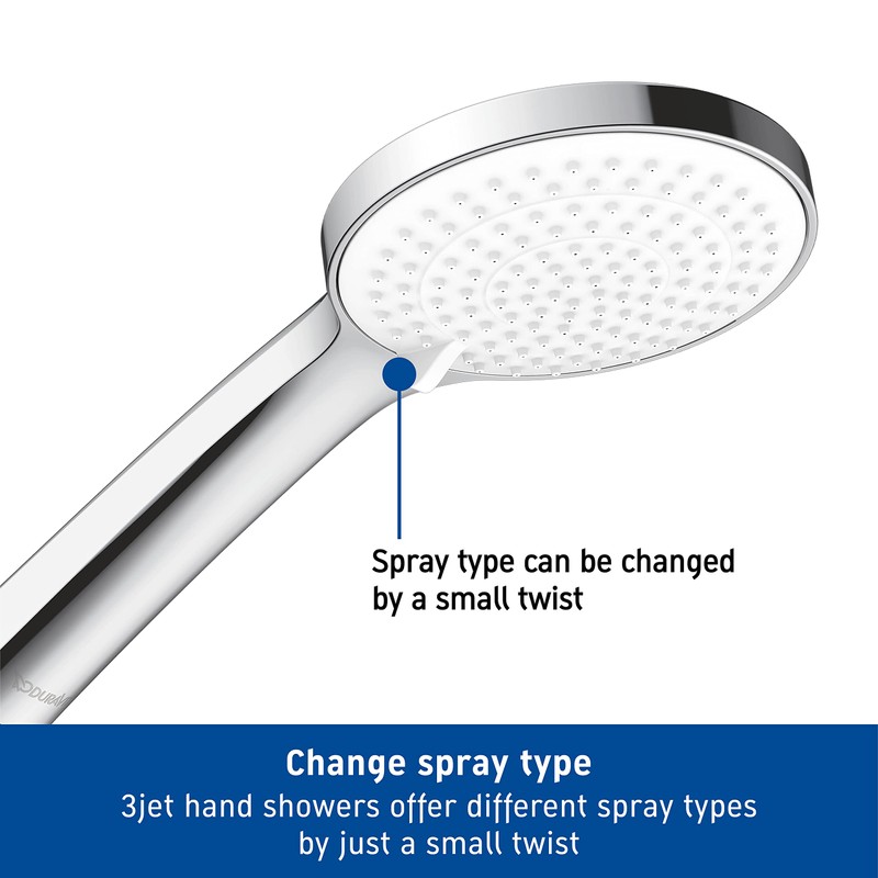 Duravit UV0652015010 Universal Shower Head, Chrome/White, wassersparend (MinusFlow), mit 3