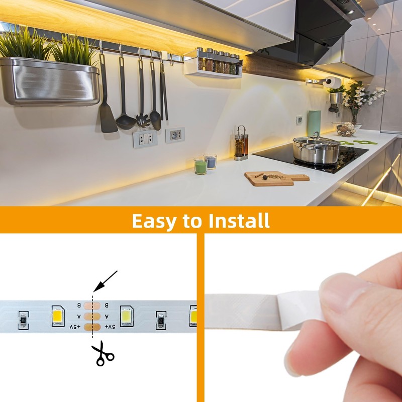 FUPT LED Strip 5 m USB, Warm White to Cool