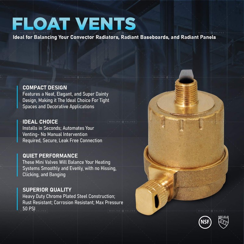 Midline Valve S1546-OM Radiator Steam Air Float Vent; Heat Regulator
