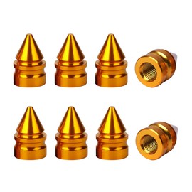 Osilly Car Tire Valve Caps, 8 Pack Spike Aluminium Alloy Auto Air Pressure Stem Caps, Universal Dust-Proof Car Tire Valve Trim Accessories, Fit for Cars, Trucks, SUVs and Motorcycles (Gold)
