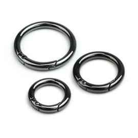 Jiesinlov 6Pack Spring O-Rings,Round Keychain Clips Snap Hook Buckle,Key Ring for Replacement Purse Hardware,Carabiner for Keys,Three Diameter Size (Gunmetal)