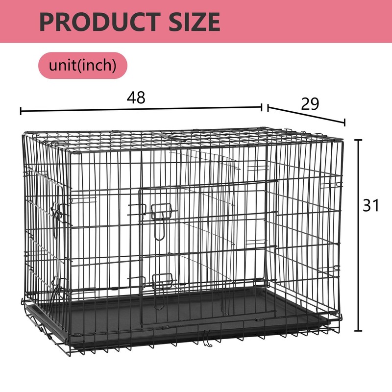 FDW Extra Large Dog Crate Dog Kennel Cage with Double