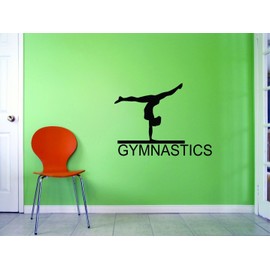 Gymnastics Flipping Tumble Balance Beam Sports Girl Vinyl Wall Decal Sticker – 22 Colors Available Size: 10 Inches X 20 Inches