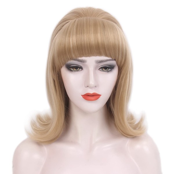 STfantasy Beehive 60s Wigs Gothic Wigs for Women Mrs Claus Fancy Dress Costume Harajuku Cosplay Party Hair (Ash Blonde)