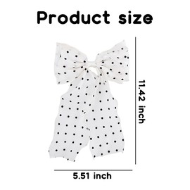 Polka Dot Hair Bow Accessories for Women Girls Silk Satin White Hair Bow Clip Bowknot Hair Clip for Girls Women Ribbon Bows for Hair Long Tail Hair Bows for Girls Women Bow Knot Hair Clip