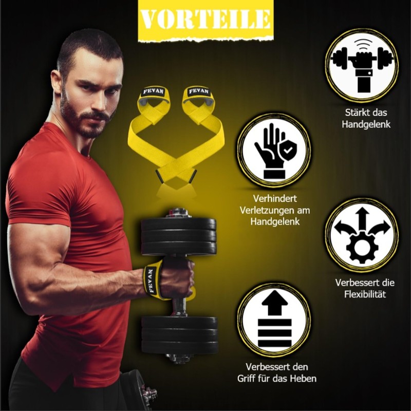 FEVAN Gym, Weightlifting, Weightlifting, Powerlifting, Gym, Deadlifting, Lifting Straps -