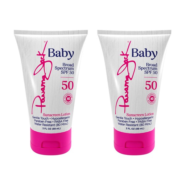 Panama Jack Baby Sunscreen Lotion - SPF 50, Broad Spectrum UVA/UVB Protection, Hypoallergenic, PABA, Paraben, Gluten & Cruelty Free, 3 FL OZ (Pack of 2)