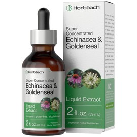 Horbäach Echinacea Goldenseal Liquid Tincture Drops | 2 fl oz | Alcohol Free Extract | Vegetarian, Non-GMO, Gluten Free Supplement