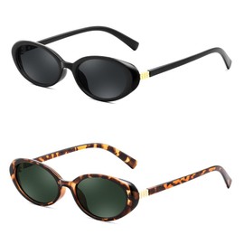 FEISEDY Retro Oval Cateye Sunglasses for Women Men Fashion Small 90s Style Vintage Shades B4180