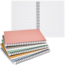 5 Pack Spiral Bound Journal, Bulk, 6x8 Notebook with 120 Lined Pages for Students, Work, 5 Colors (Kraft Paper Covers)
