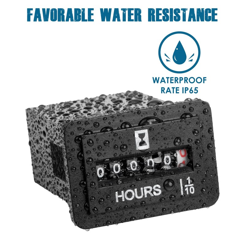 Runleader Mechanical Hour Meter for Maintenance,Volt.DC 6V to 80V for