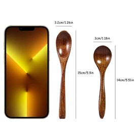 12 pcs Wooden Spoons, DaKuan 2 Style Small Wooden Spoons, Wooden Spoons for Eating, Soup, Rice, Coffee, Spices, Tea, Jam(6 inch and 5.5 inch)