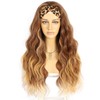 Sapphirewigs Headband Wigs Ombre Brown Wavy Synthetic Wigs for Women Glueless Daily Wear Cosplay 150% Density 26 Inches