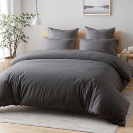 Cozyor Bed Linen 135 x 200 cm Suitable for Allergy Sufferers, Soft with Robust Zip, Microfibre, Duvet Cover + Pillowcase 40 x 80 cm, 2-Piece, Anthracite Nebula