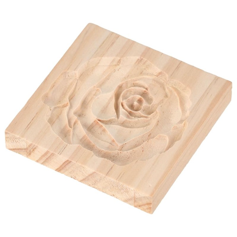 Carved Wooden Cookie Stamp Mould Rose Flower Cookie Cutter Cookie