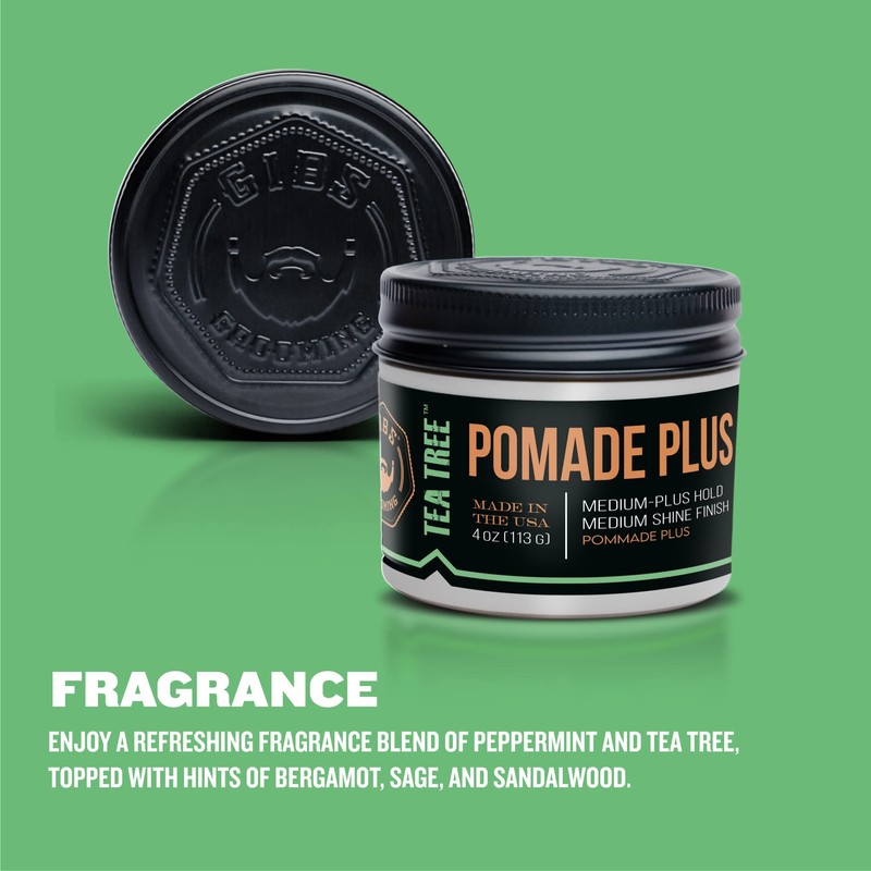 GIBS Tea Tree Pomade Plus, Medium-Plus Hold with Medium to