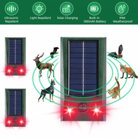Tsuinz Red LED Lights Ultrasonic Solar Deterrent Wild Animal Repeller Powered Predator
