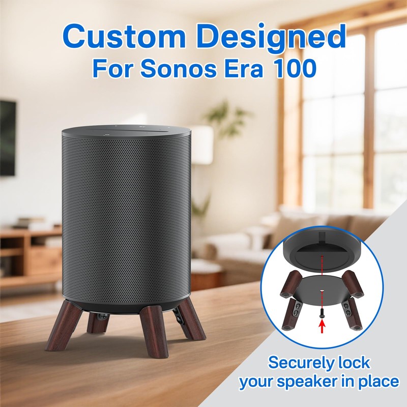 Premium Wooden Tripod Desk Stand for Sonos Era 100 Desktop