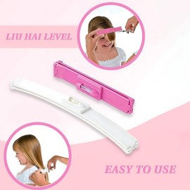 GHPKOTW 2 Pieces Creaclip, Hair Tips Cutting Aid Stencil Pony Cutting Aid Haircut Aid Set, Haircut Clip, Haircut Guide, Advanced Hairdressing Assistant (Pink)