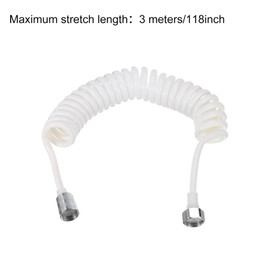 sourcing map Spring Flexible Shower Hose, 3Meter/118inch Flexible Telescopic Shower Hose with Copper Interface Nut for Toilet Faucet, White
