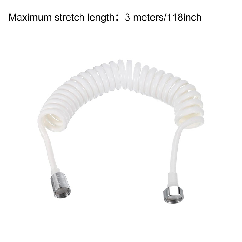 sourcing map Spring Flexible Shower Hose, 3Meter/118inch Flexible Telescopic Shower