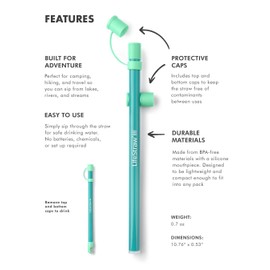 LifeStraw Sip Essential — BPA-Free Reusable Filter Drinking Straw, Removes Microplastics, Bacteria and Parasites for Travel and Everyday Use, Seaglass