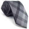 S1 SHLAX&WING Check Grey Men's Necktie 100% Silk, 3.1 x