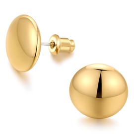 FAMARINE Dot Earrings Gold Stud Earrings for Women Flat Round Earrings Minimalist Earrings Jewelry
