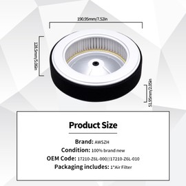 AWSZH 17210-Z6L-010 Air Filter Compatible with Honda GX630 GX630R GX630RH GX660 GX660R GX660RH GX690 GX690R GX690RH Engine Lawn Mower 17210-Z6L-000 Air Cleaner
