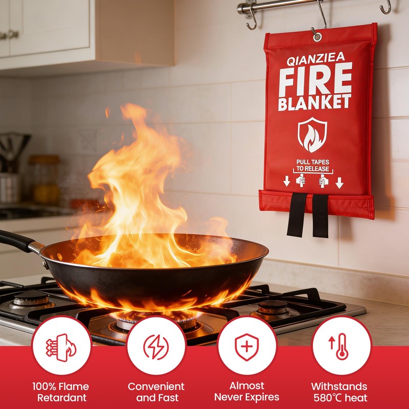 QIANZIEA Fire Blanket,4 Pack,40"x40" Fire Blankets Emergency for Home and