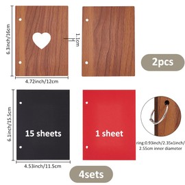 SUPERFINDINGS 4PCS Wooden Scrapbook Album 16x12cm Love Memory Book with 16 Pages DIY Photo Wedding Guest Book Photo Scrapbook Gift for Family Graduation Travel Memory