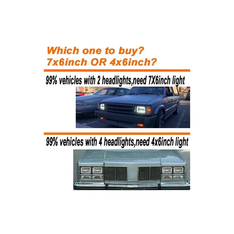 Unbranded Pair 7x6'' 5x7 LED Headlights Hi-Lo w/DRL fit Toyota
