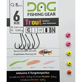 FishUp Tungsten and Hooks with Eye Size 6