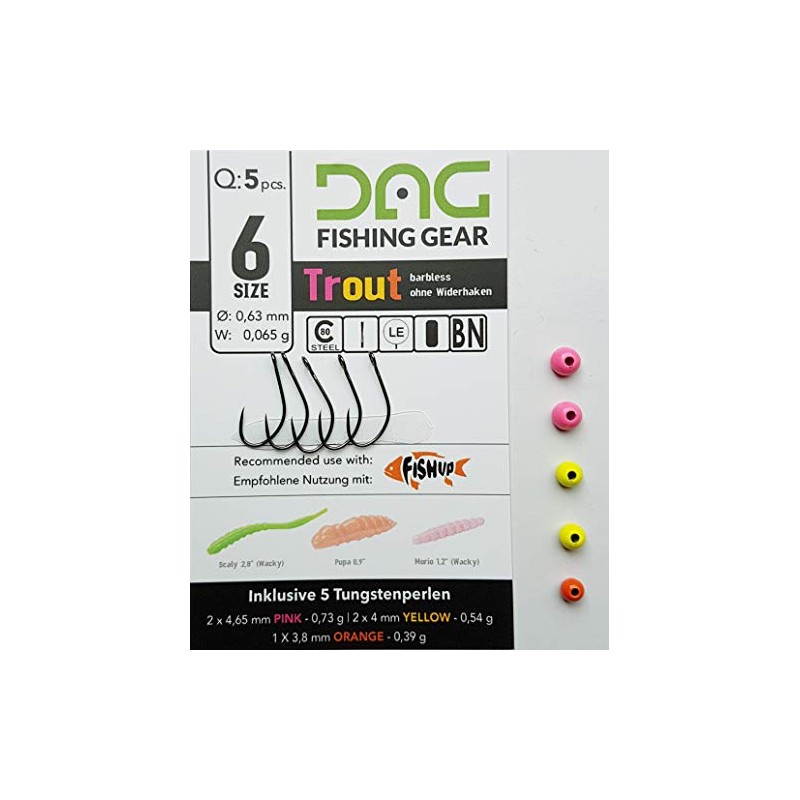 FishUp Tungsten and Hooks with Eye Size 6