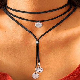 Boho Necklaces for Women Western Necklace Long Chain Y Shaped Necklace Brown Leather Necklace Turquoise Pendent Necklace Boho Jewelry Country Concert Outfits