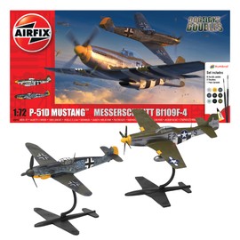 Airfix Model Set - A50193 P-51D Mustang vs Bf109F-4 Dogfight Double Model Building Kit - Plastic Model Plane Kits for Adults & Children 8+, Set Includes Sprues & Decals - 1:72 Scale