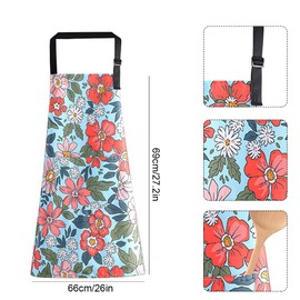 Fadcaer Waterproof Aprons Wiping Hands Bakers Apron Kitchen Apron with Pockets Floral Bunny Apron Hanging Neck Apron for Women Men Chef Gifts Kitchen Restaurant Cooking Apron (Light blue)