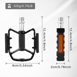 ZCYLPT Mountain Bike Pedals with Reflective Strips,3 Bearings Bike Pedals,Non-Slip CNC Aluminum Flat Pedals 9/16" Pedals for BMX,MTB,Racing Bikes
