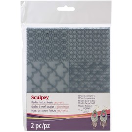 Sculpey Tools™ Geometric Texture Sheet Set, reusable 2 piece set, perfect for all types of DIY crafts, polymer clay, jewelry making and mixed media, great for all skill levels