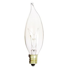 Satco S3273 15 Watt 100 Lumens CA8 Incandescent Soft White 2700K Candelabra Base Clear Light Bulb, Dimmable