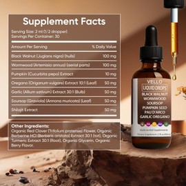Wormwood & Black Walnut Gut Support Drops – Digestive & Gut Balance with Clove, Garlic, Oregano, Soursop, Pau D'Arco & Pumpkin Seed, 2 fl oz