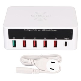 USB Fast Charging Station Wireless Multi Port 6 Ports 50W USB Fast Charging Station 100‑240V US Plug