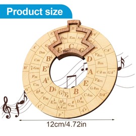 XUKZIMA 1 Wooden Melody Tool Round Circle of Fifths Wheel Melody Chord Tool Music Transpose Accessories Wooden Chord Wheel for Musicians Musical Beginners Songwriters for Notes Chords Key Signature