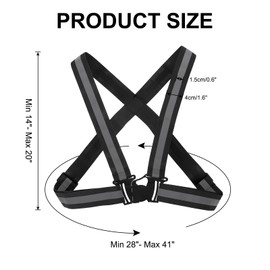 PATIKIL Adjustable Reflective Running Vest Gear, High Visible Reflective Straps Fit All Ages for Night Running Jogging Biking Motorcycle Dog Walking, Black